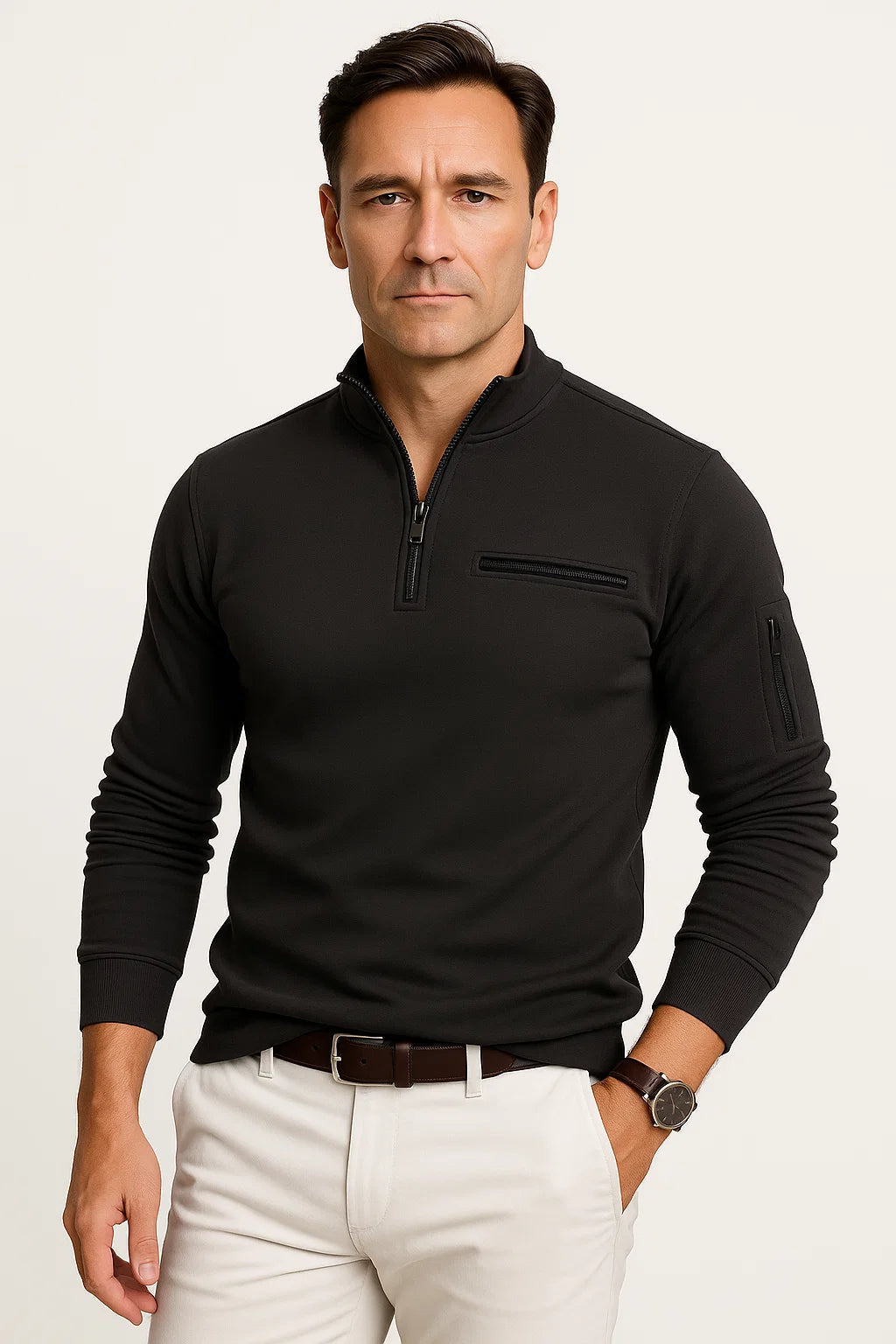 Viertel-Reißverschluss Pullover | Slim Fit Thermo-Strick