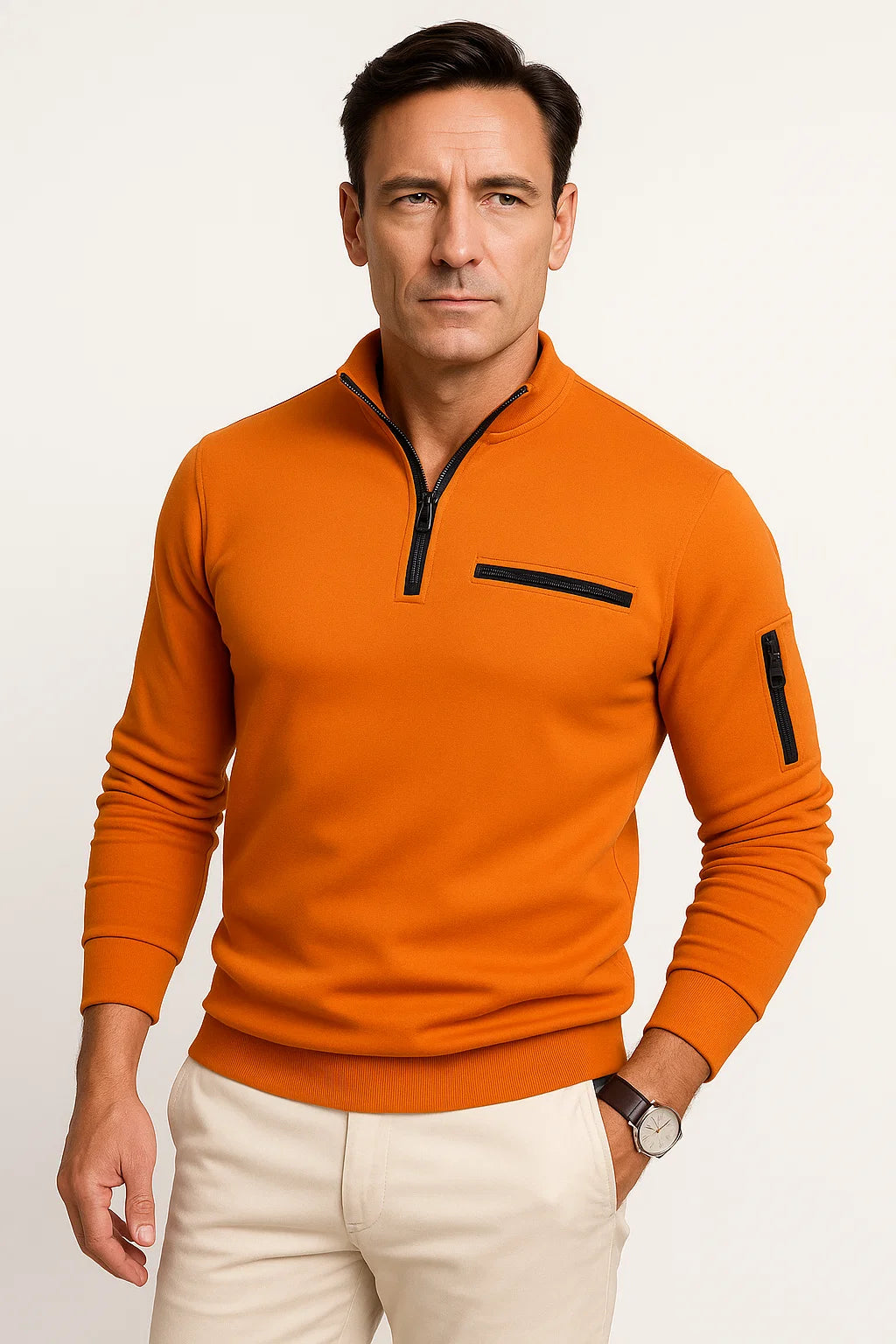 Viertel-Reißverschluss Pullover | Slim Fit Thermo-Strick