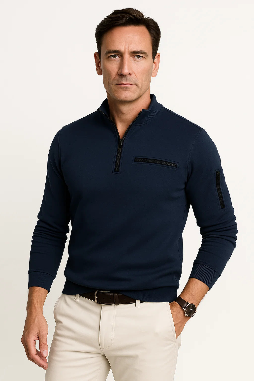 Viertel-Reißverschluss Pullover | Slim Fit Thermo-Strick