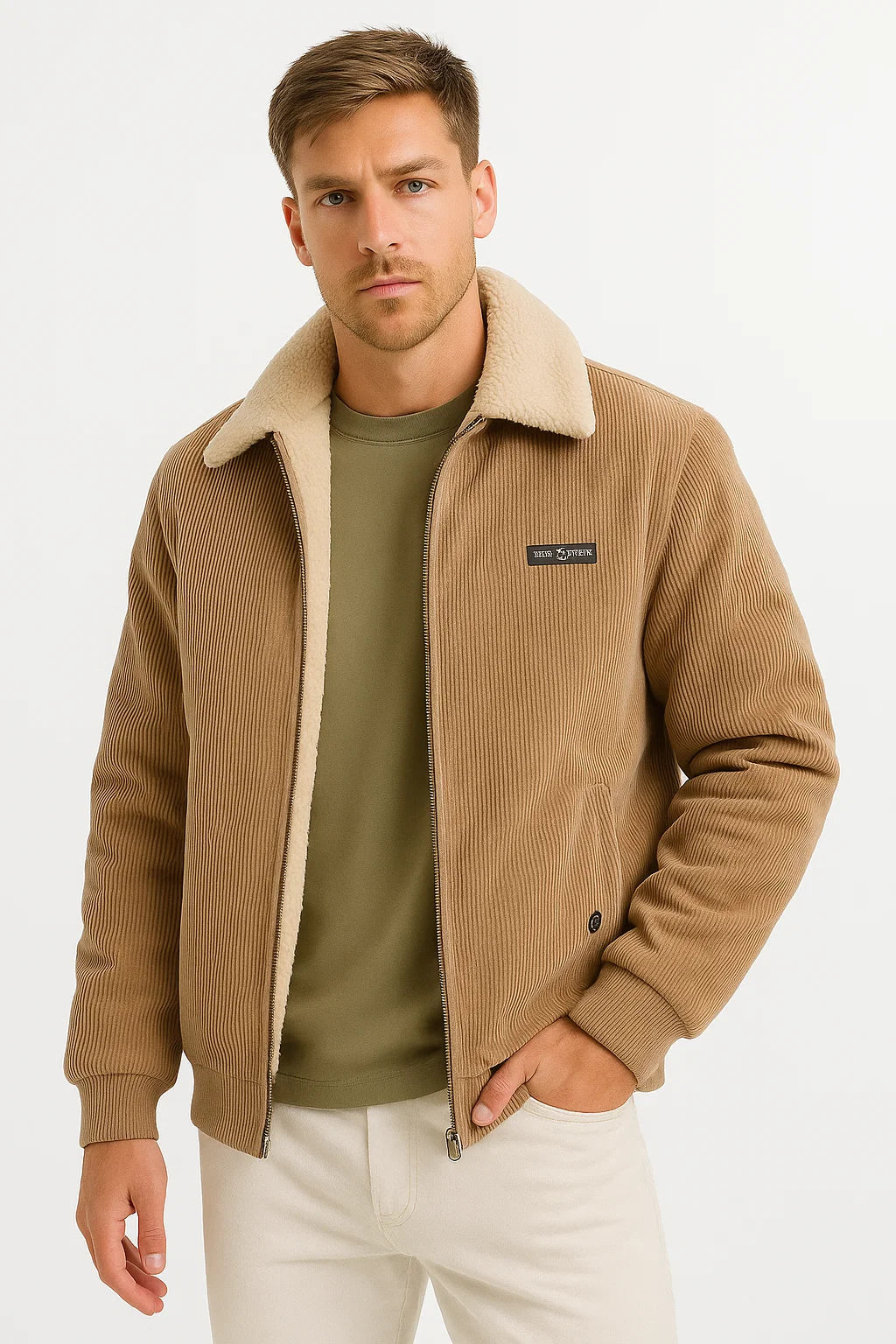 Cordjacke | Cordstoff | Fleece | Shearling Kragen | Reißverschluss