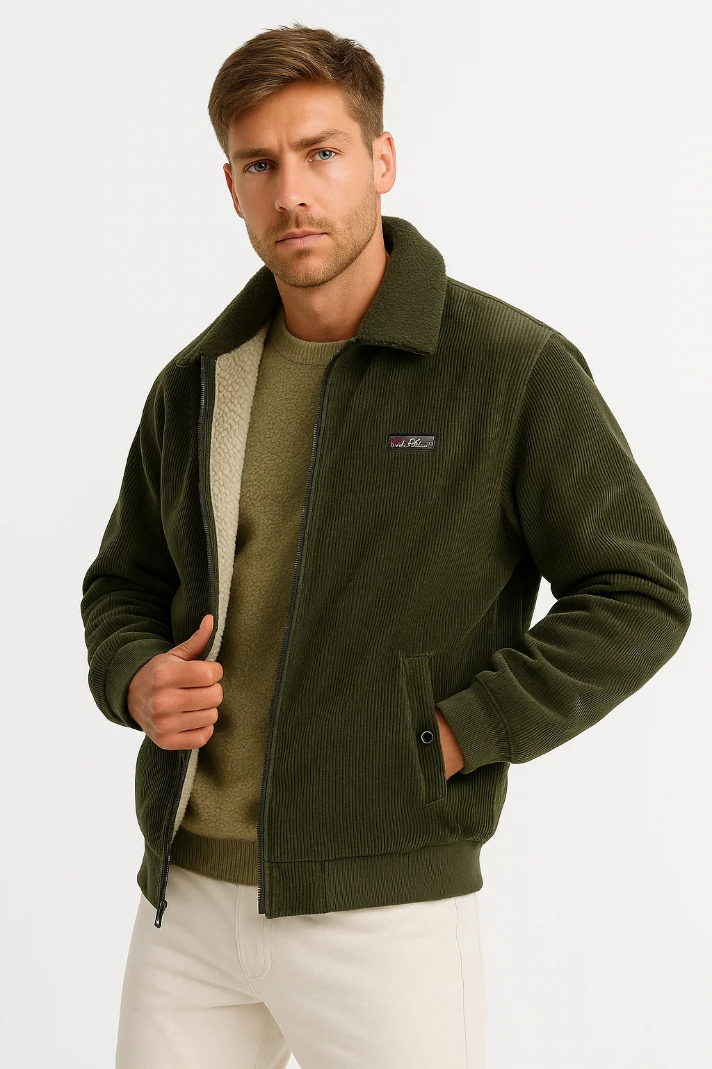 Cordjacke | Cordstoff | Fleece | Shearling Kragen | Reißverschluss