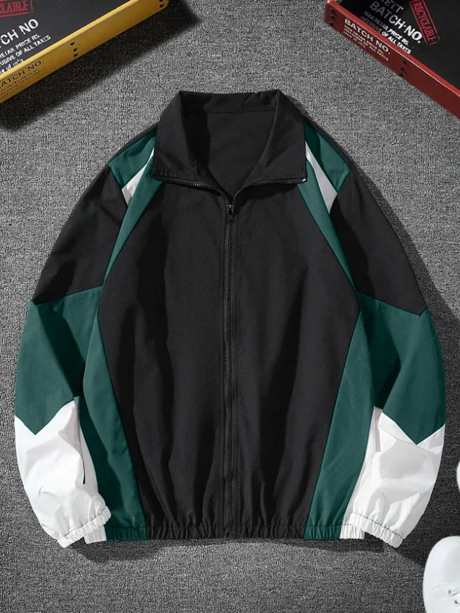 Farbblockierte Windbreaker Jacke | Leicht | Zip-Up