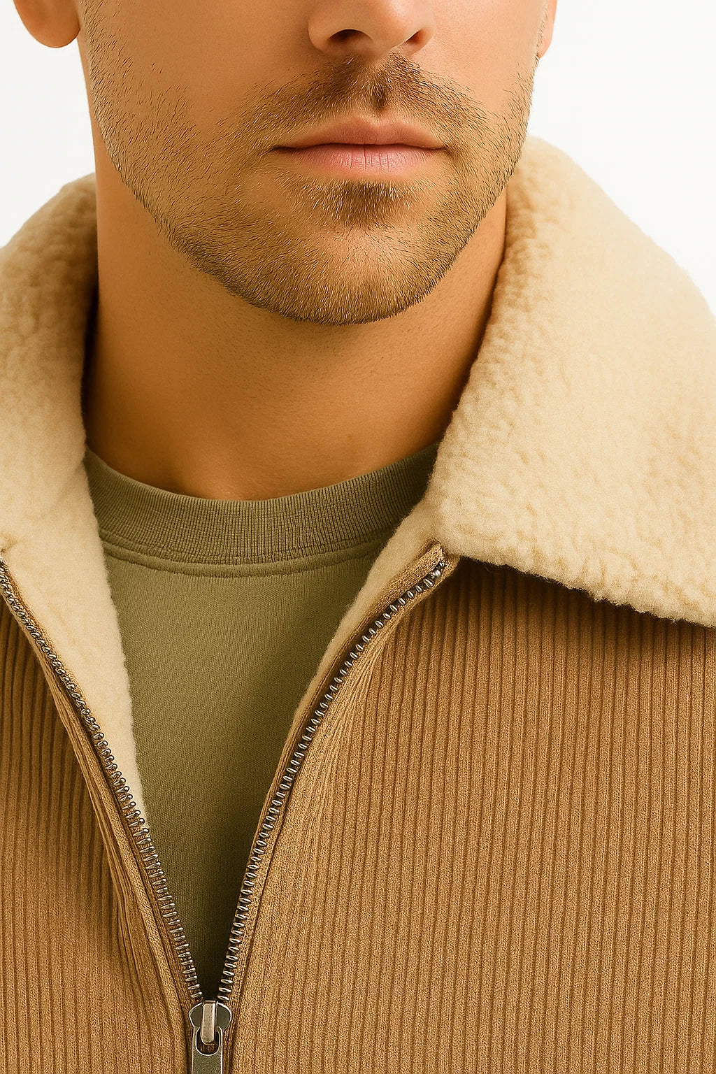 Cordjacke | Cordstoff | Fleece | Shearling Kragen | Reißverschluss