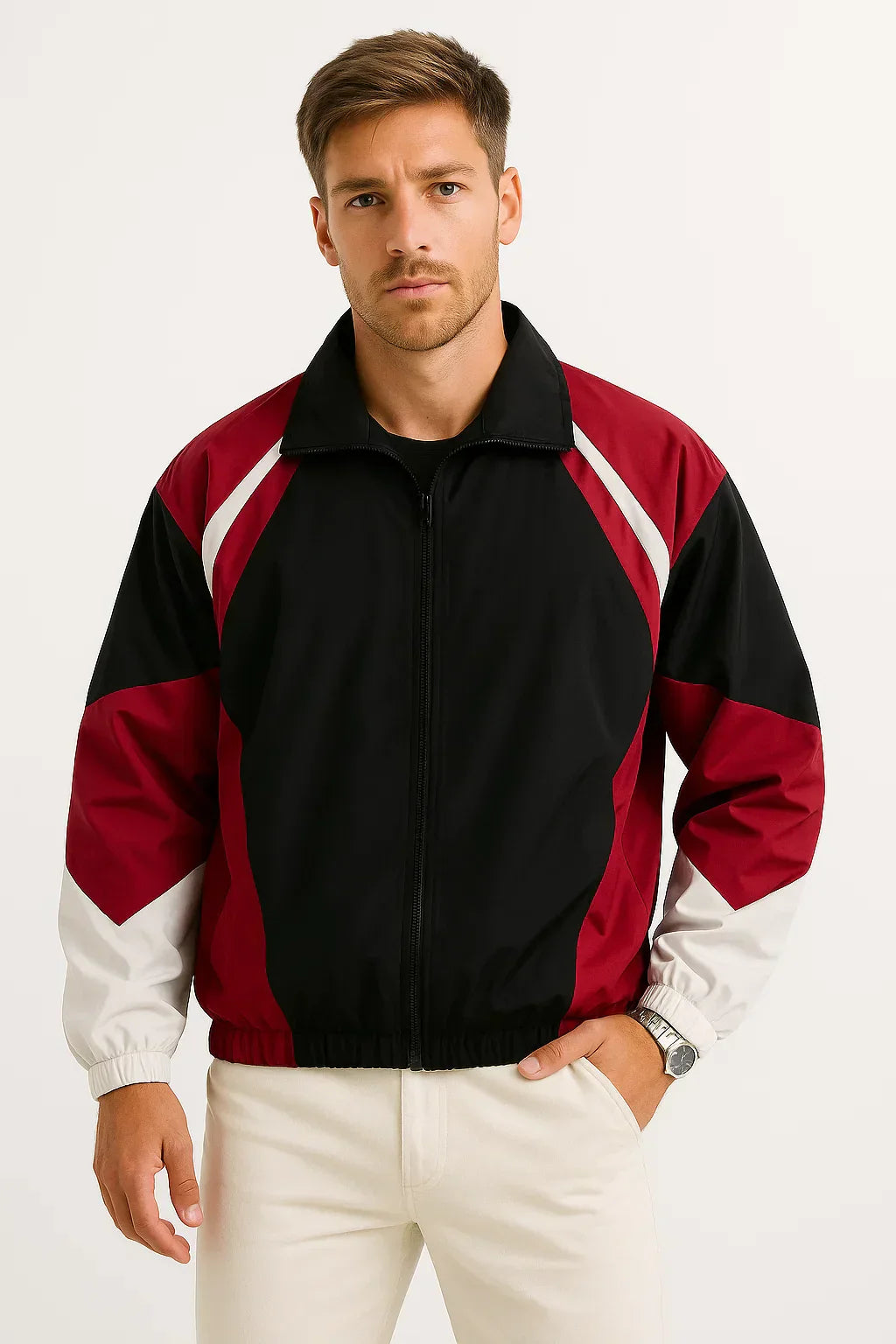 Farbblockierte Windbreaker Jacke | Leicht | Zip-Up
