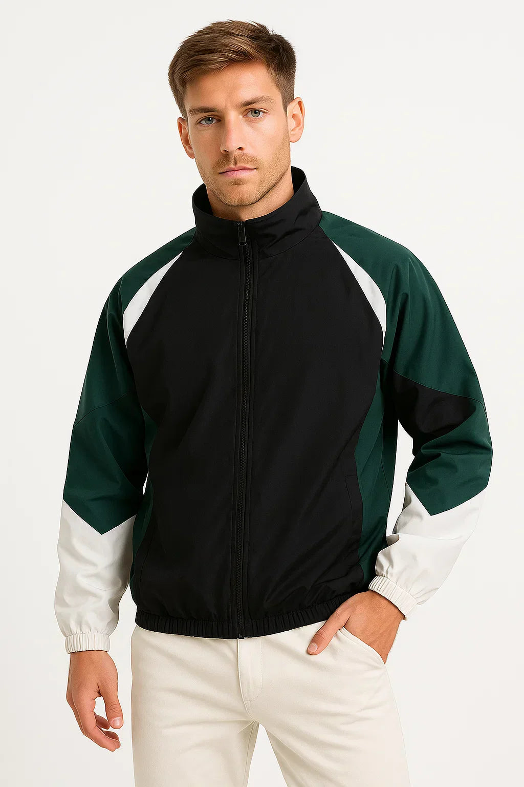 Farbblockierte Windbreaker Jacke | Leicht | Zip-Up