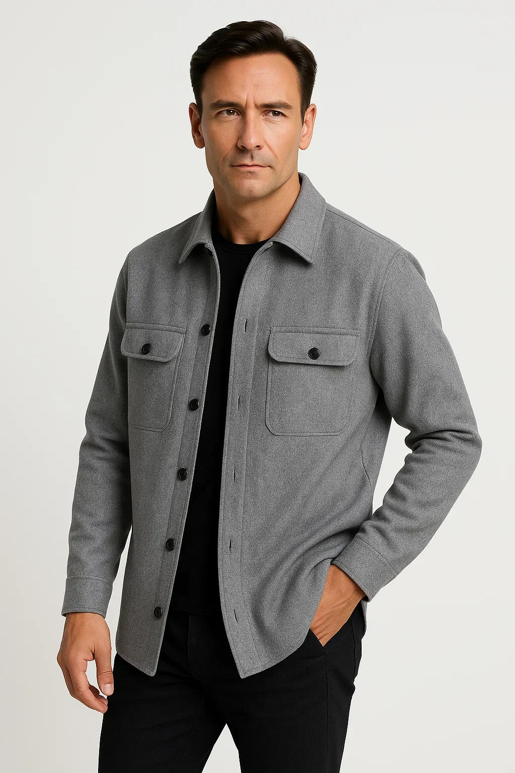 Wollmischung Überhemdjacke | Strukturiert Casual | Wasserabweisend