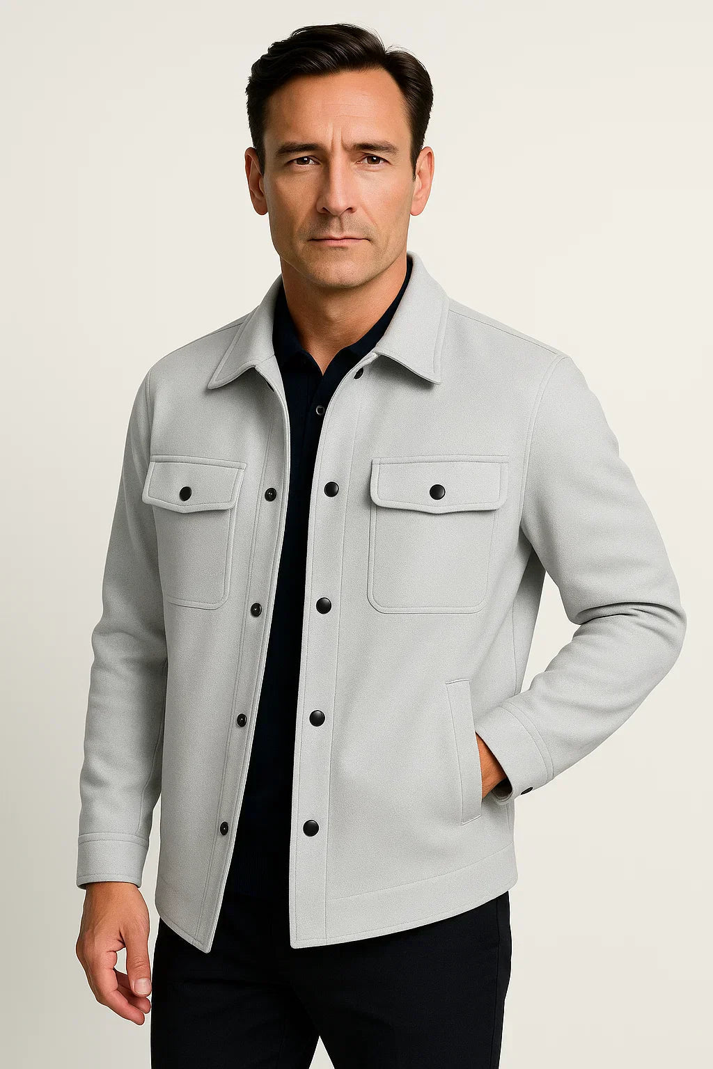 Wollmischung Überhemdjacke | Strukturiert Casual | Wasserabweisend