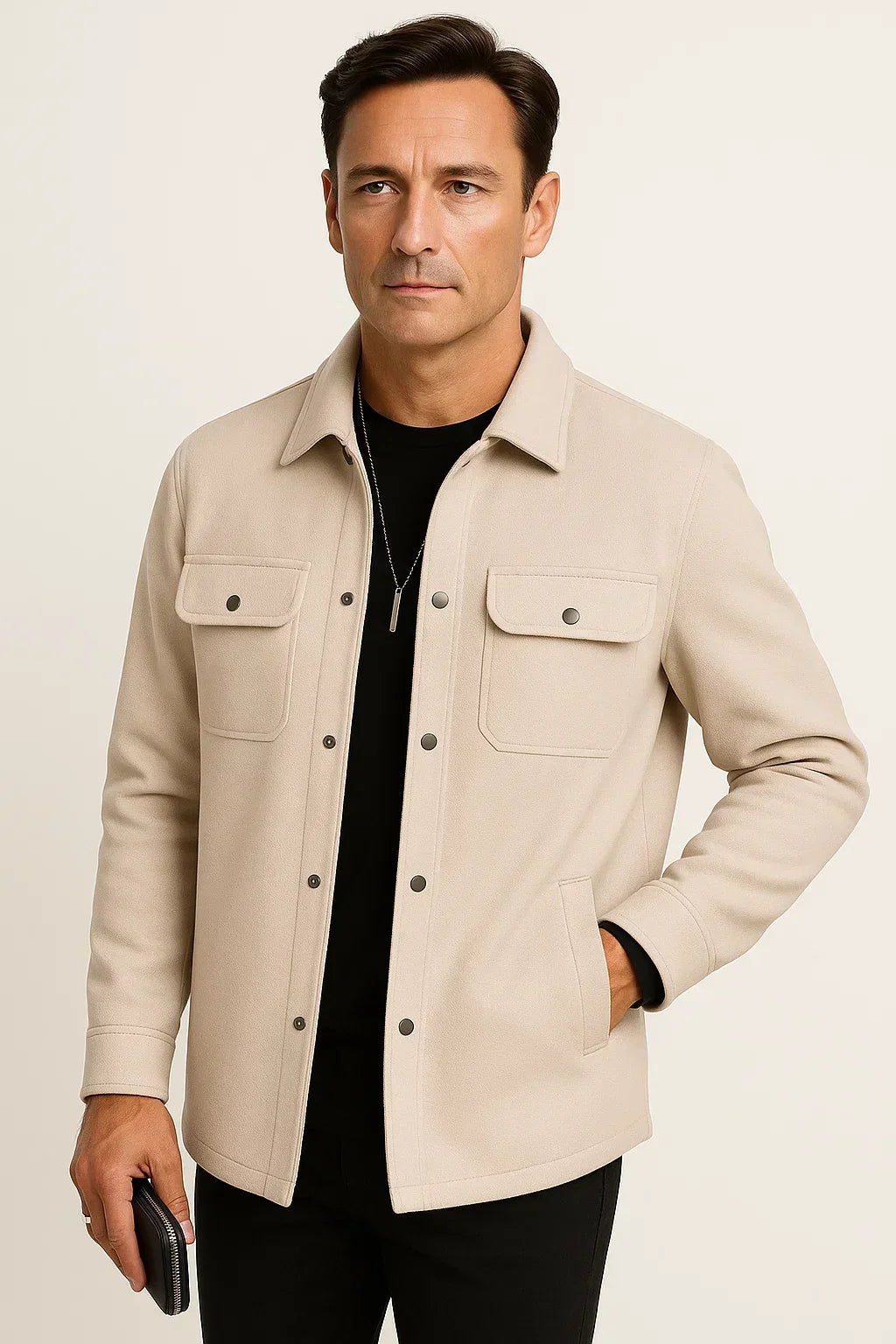 Wollmischung Überhemdjacke | Strukturiert Casual | Wasserabweisend