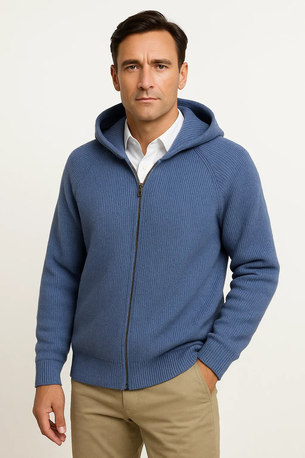 Kapuzenstrickjacke | Merinowolle Zip Jacke
