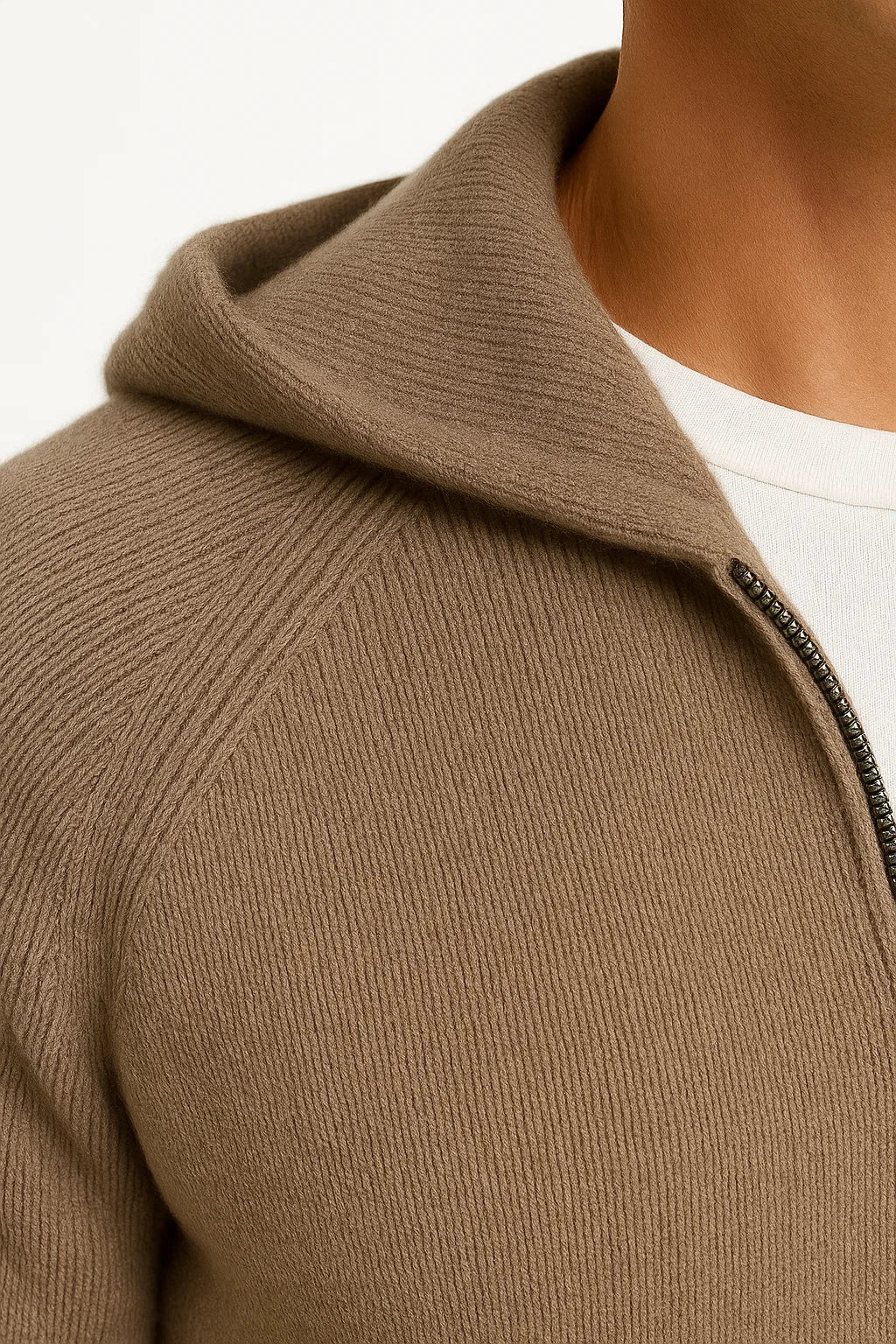 Kapuzenstrickjacke | Merinowolle Zip Jacke