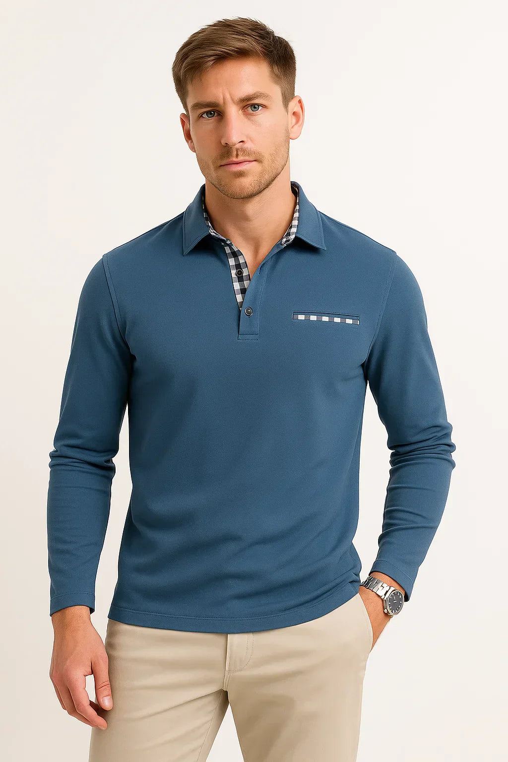 Langarm Polohemd | Stricktextur | Klassisch Regulär