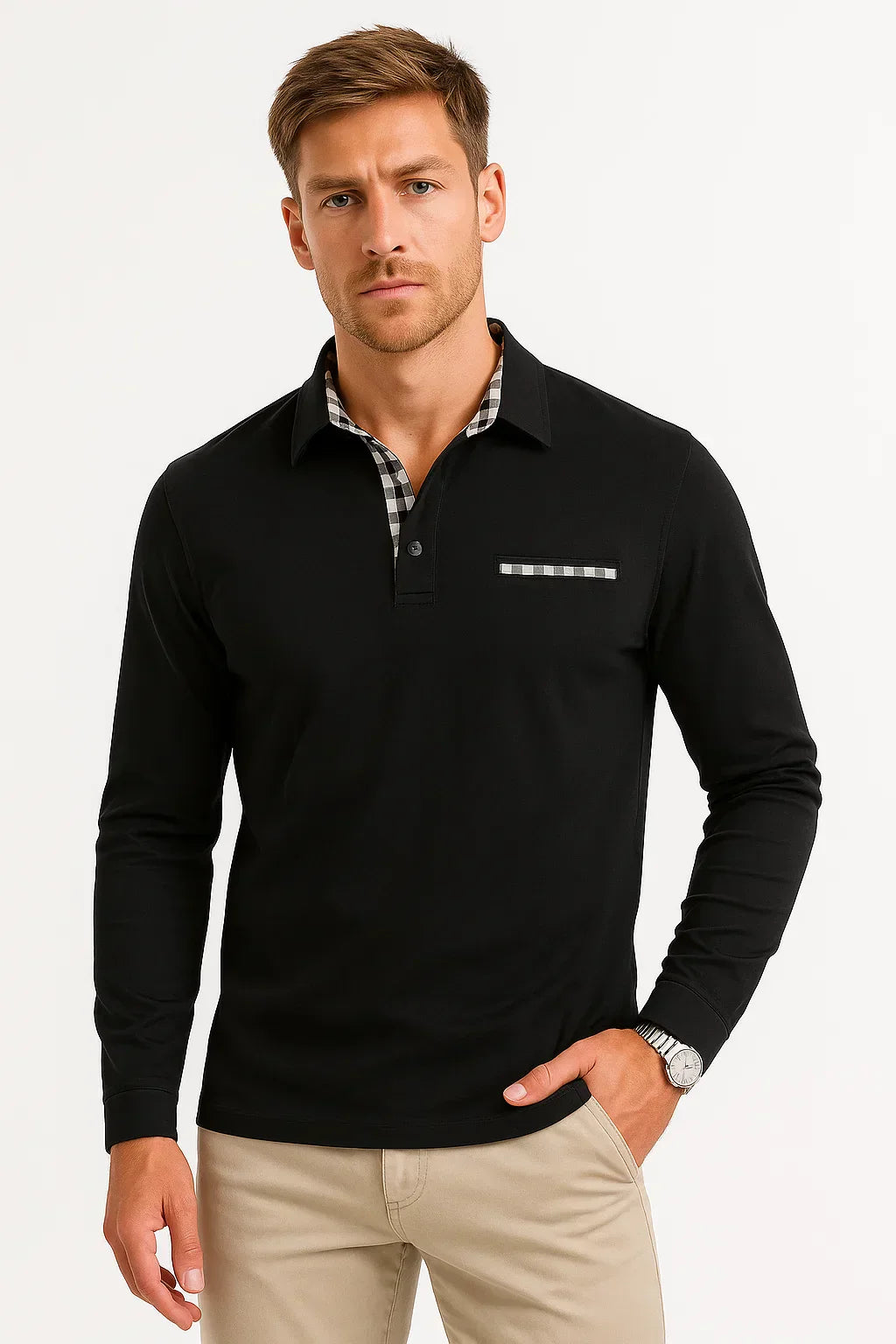 Langarm Polohemd | Stricktextur | Klassisch Regulär