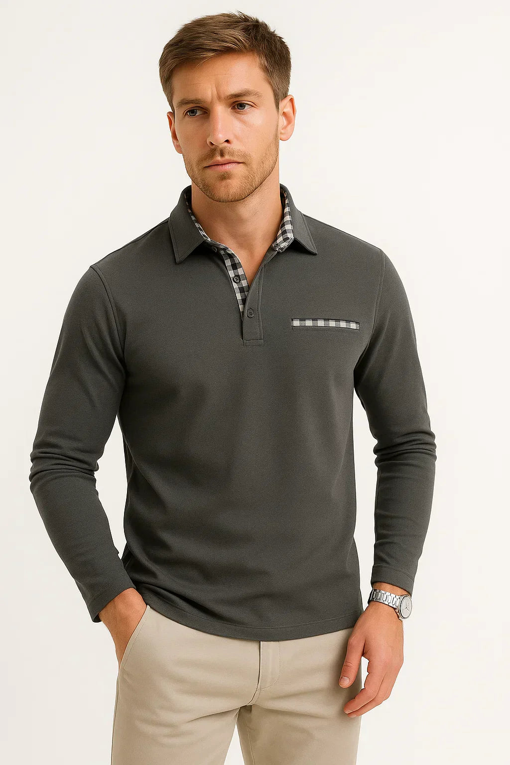 Langarm Polohemd | Stricktextur | Klassisch Regulär