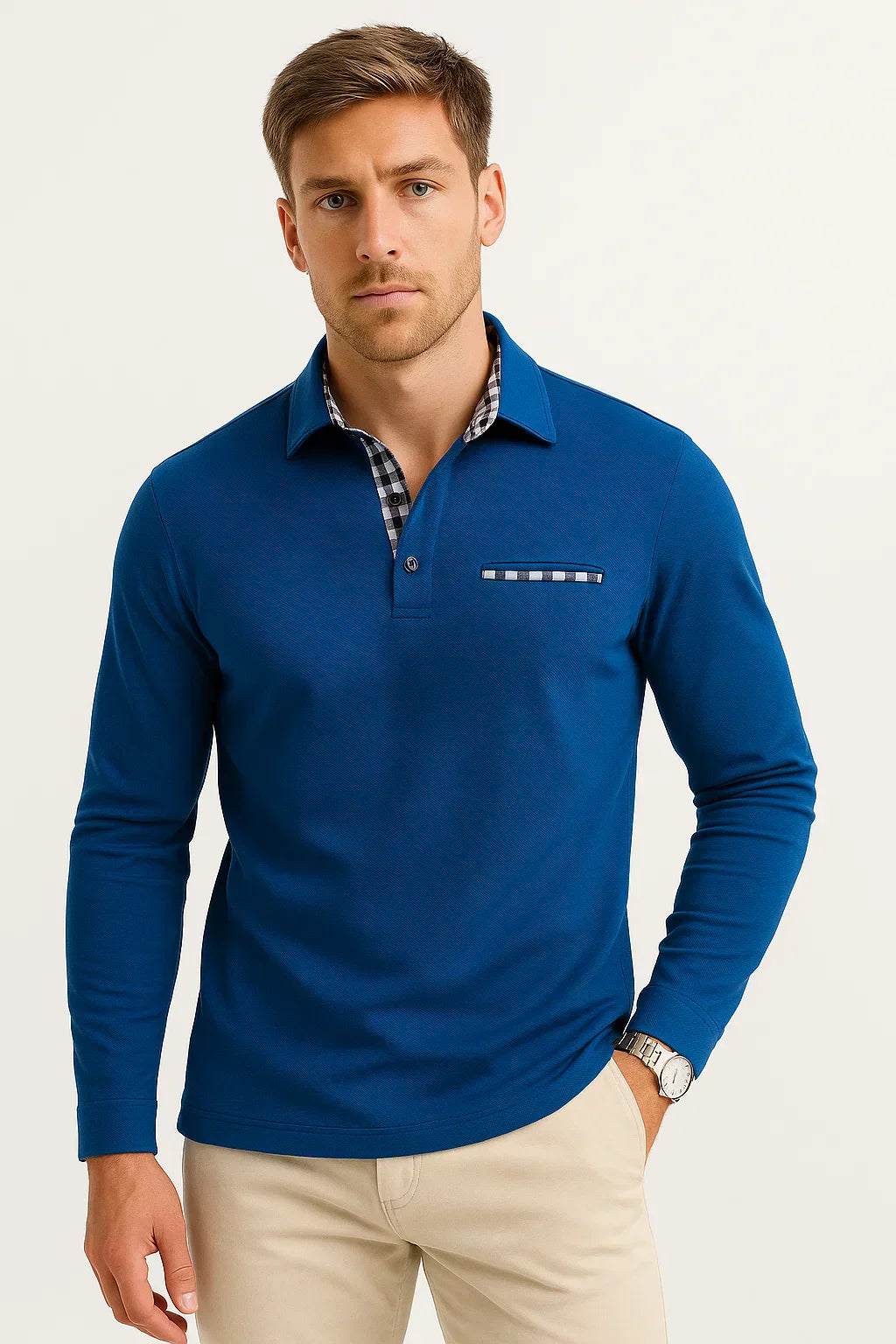 Langarm Polohemd | Stricktextur | Klassisch Regulär
