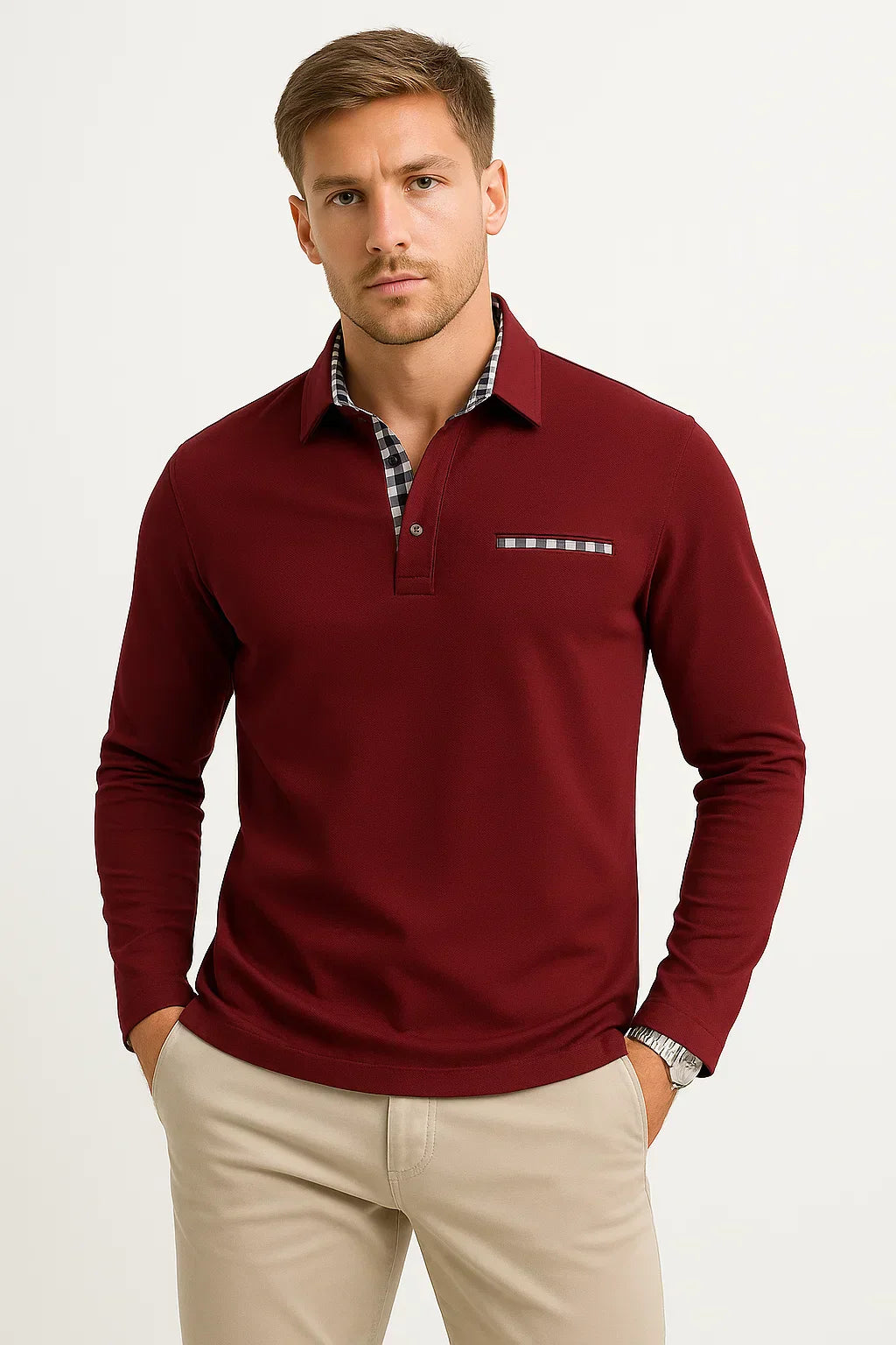 Langarm Polohemd | Stricktextur | Klassisch Regulär